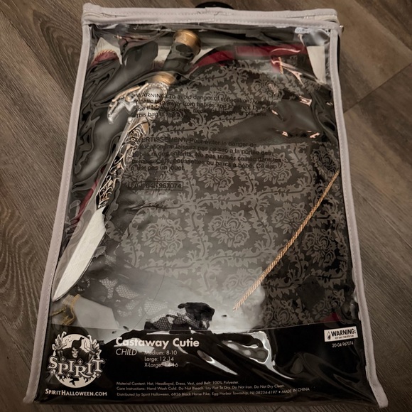 Spirit Castaway Cutie Pirate Costume - Black and Gray size xl 14/16 - Picture 2 of 3